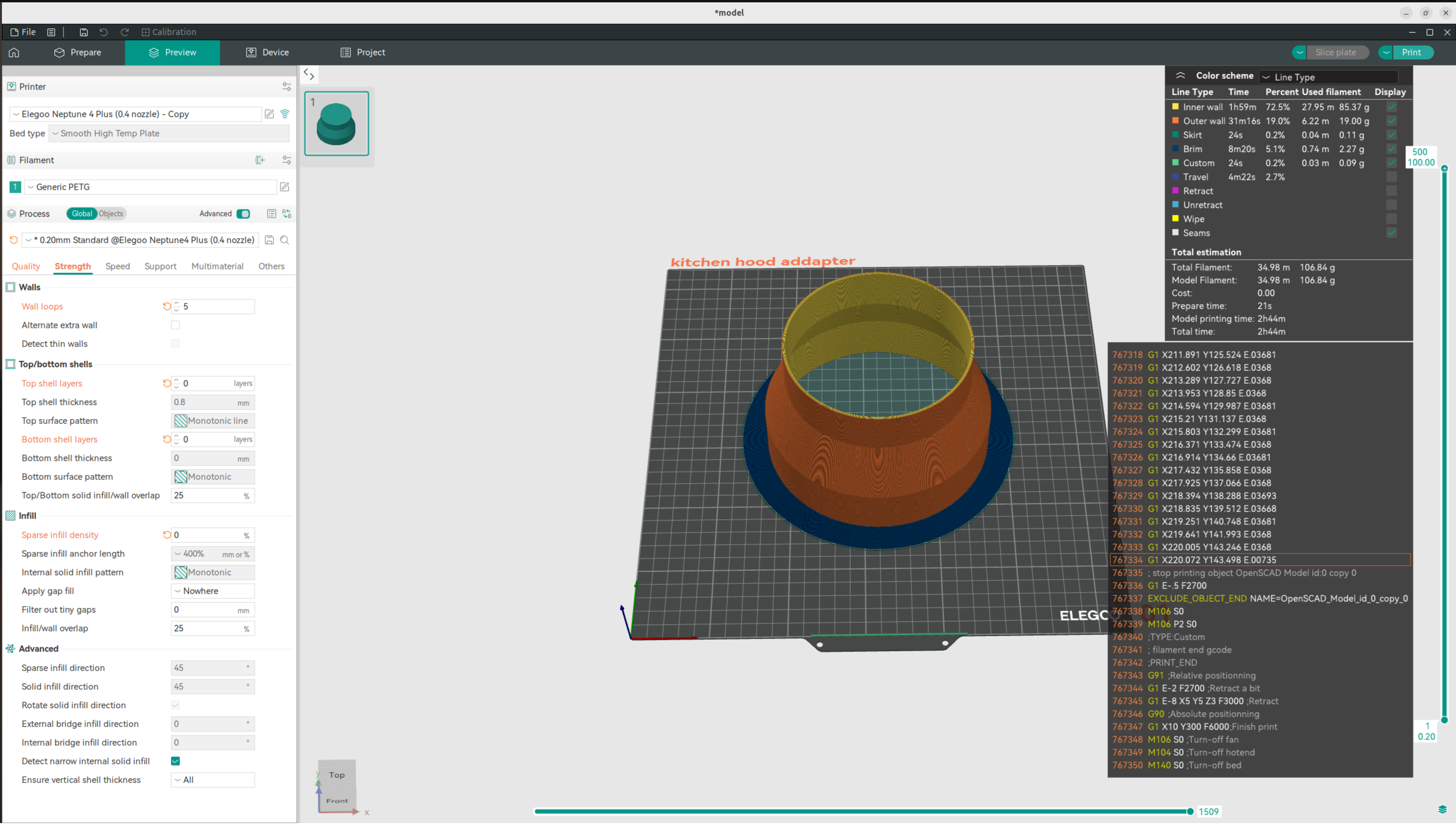print parameters